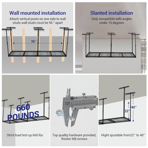 Overhead Garage Storage Rack 4x8 FT