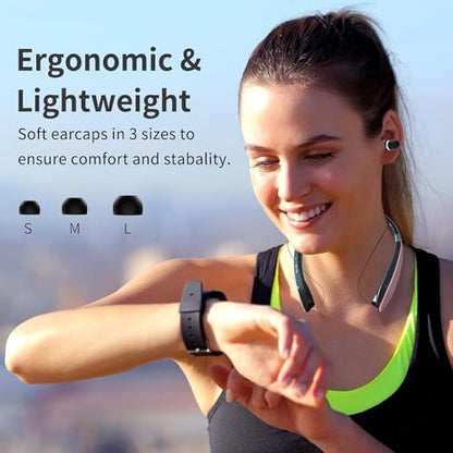 Foldable Bluetooth Headphones Wireless Neckband Headset with Retractable Earbuds