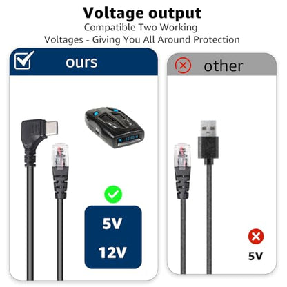 Universal Coiled USB C to RJ11 power cord for Escort Uniden Radar Detectors