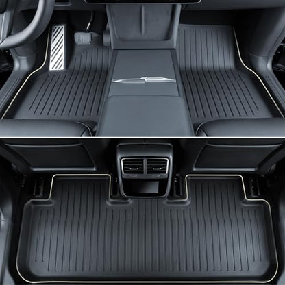 TPE Floor Mats fit for Tesla Model Y Juniper 2026 2025 All Weather TPE Cargo Liner Cargo Trunk Accessories and Cargo Trunk Mats Front Rear Cargo Mat Full Set