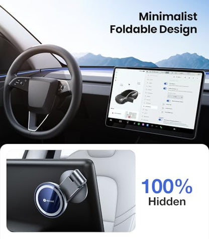 Tesla Phone Mount【Strongest Magnet Power】 Foldable Hidden Tesla Phone Holder Fit for All Phones