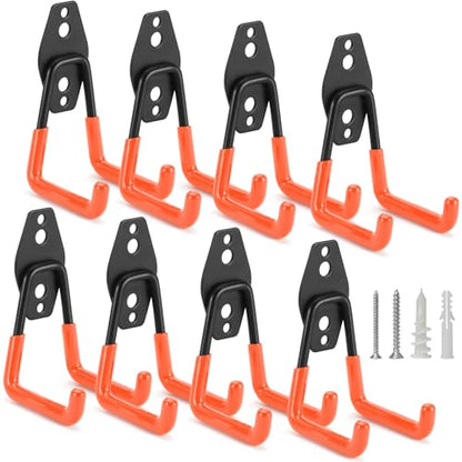 8 Pack Heavy Duty Garage Hooks Storage Organizer Wall Mount Power and Garden Tool Hangers