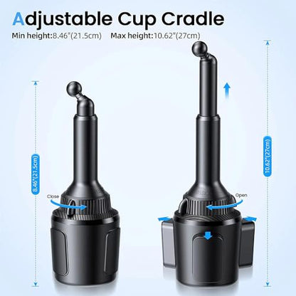 15W Qi Fast Wireless Car Charger Solid Cup Holder Phone Mount