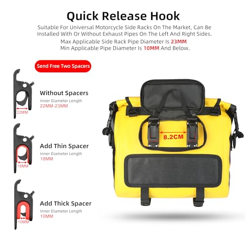 Motorcycle Saddlebag 15L Waterproof Luggage Bag Quick Release Motorcycle Side Bag Fits Most Adventure and Sports Bike Motor Racks