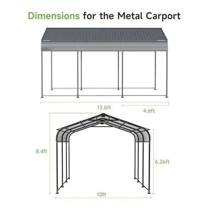 10 x 15 FT Vertical Stripe Galvanized Steel Roof Metal Carport