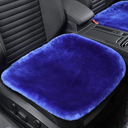 Blue Genuine Sheepskin Car Seat Cover for Fuzzy Fur Wool Cushion