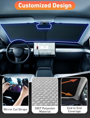 Windshield Sun Shade Compatible with Tesla Model 3 & Model Y