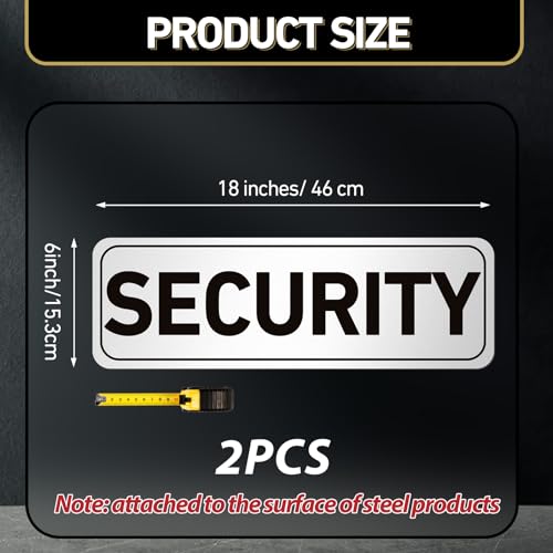 2 Pcs Security Officers Magnetic Signs Heavy Duty Reflective Security Sign Magnet Waterproof Magnetic Decals for Vehicles Cars Truck Rover Patrol 18 x 6 Inch White with Black Border (2 Count)