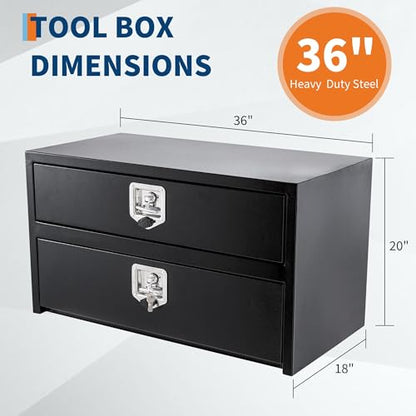 36'' Black Steel Truck Tool Box with Drawer