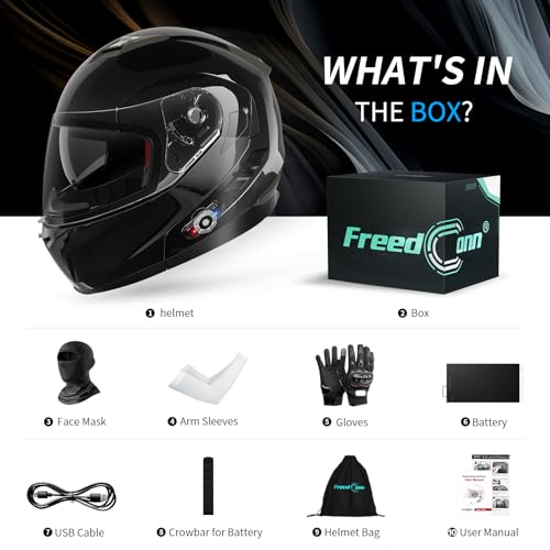 Motorcycle Helmet Bluetooth 5.0 Integrated New EPS FreedConn BM2
