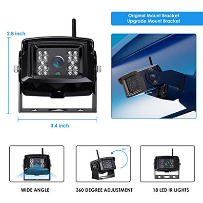 Wireless Backup Camera Kit with 7'' DVR Quad Split Monitor