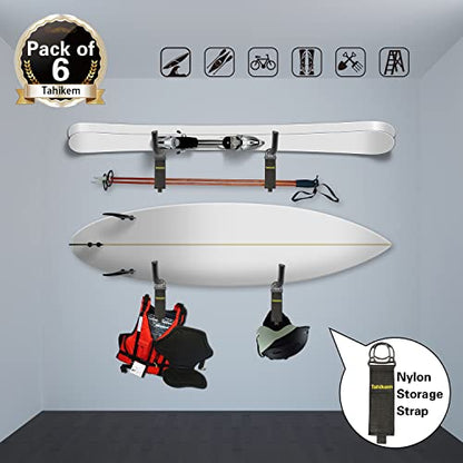 6 Pack 9 Inch Wall Mount Garage Storage Hooks for Ladder & Tools (6 Count)