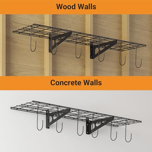1 Pack 1x4 ft Garage Shelving with 6 Bike Hooks