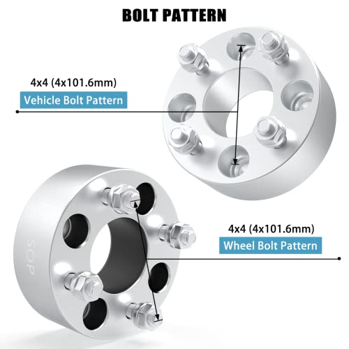 4x4 Wheel Spacers 2 inch 4x101.6 Wheel Adapters 62mm Hub Bore 1