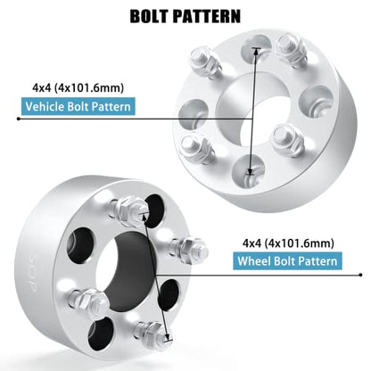 4x4 Wheel Spacers 2 inch 4x101.6 Wheel Adapters 62mm Hub Bore 1