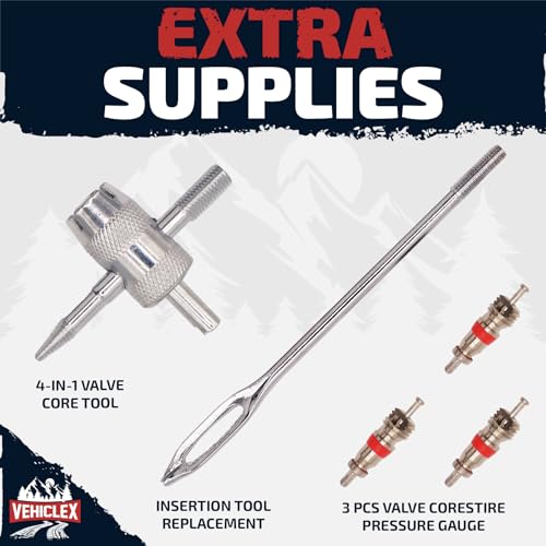 Tubeless Tire Repair Kit with Aluminum T Handle Tools and Pliers