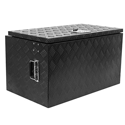 30 in Heavy Duty Aluminum Stripes Plated Tool Box Pick Up Truck Bed Rv Trailer Toolbox Diamond Plate Underbody Box Waterproof Square Storage Organizer With Side Handle