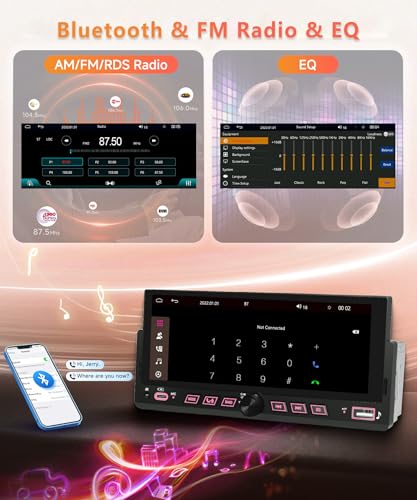6.86" Single Din Car Stereo with Wireless CarPlay and Android Auto