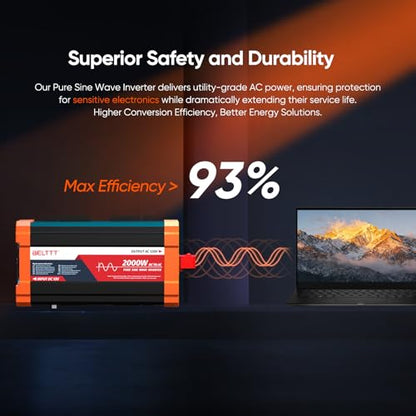 2000W Pure Sine Wave Inverter 12V DC to 120V AC