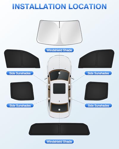 Sunshades for Toyota Tacoma 2024 2025 2026 Accessories Windshield Sun Shade Side Rear Window Shade Cover Sun Visor Shield Privacy Protection for Camping Keep Vehicle Cool Black 6PCS (6 Count)