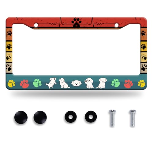 Funny Dog License Plate Frame Stainless Steel Car Accessory 6x12 Inch