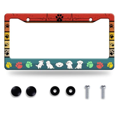 Funny Dog License Plate Frame Stainless Steel Car Accessory 6x12 Inch