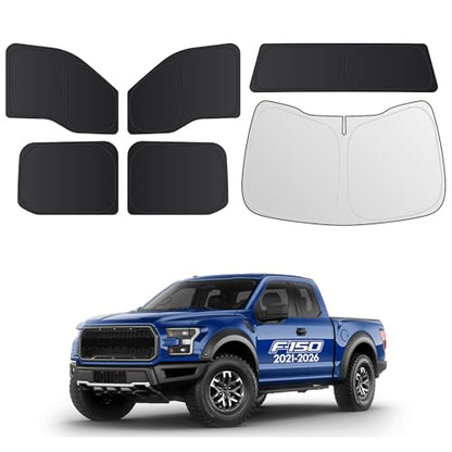 2026 6PC Full Set Window Sunshade for Ford F150 4Doors 2021 (6 Count)
