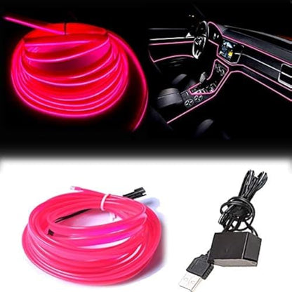 El Wire Pink Interior Car LED Strip Lights