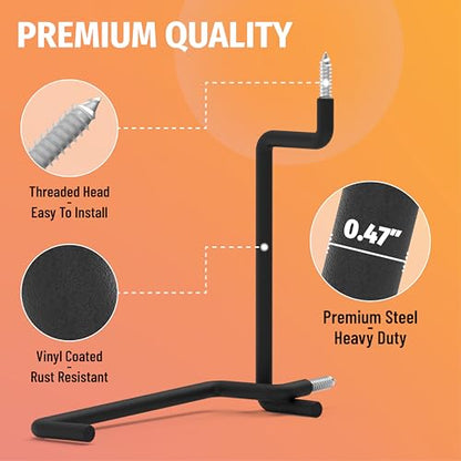 4 Pack 8.46 Inch Screw in Ladder Hooks for Garage Wall (4 Count)