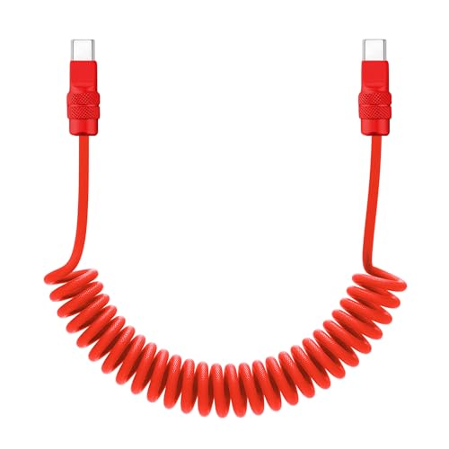 USB C to C 240W Braided Coiled Charging Cable