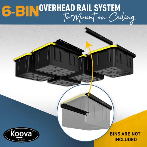 Heavy Duty Overhead Garage Storage Rack for 6 Bins. Adjustable Width (6 Count)
