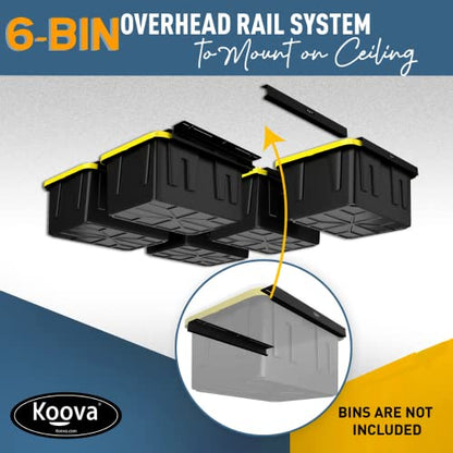 Heavy Duty Overhead Garage Storage Rack for 6 Bins. Adjustable Width (6 Count)