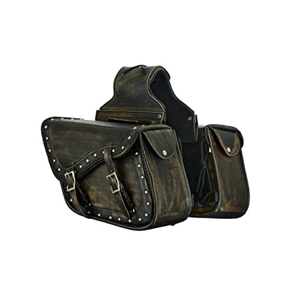 Motorcycle Saddle Bags Genuine Leather Motorcycle Luggage Bag For Softails Sportsters and Choppers