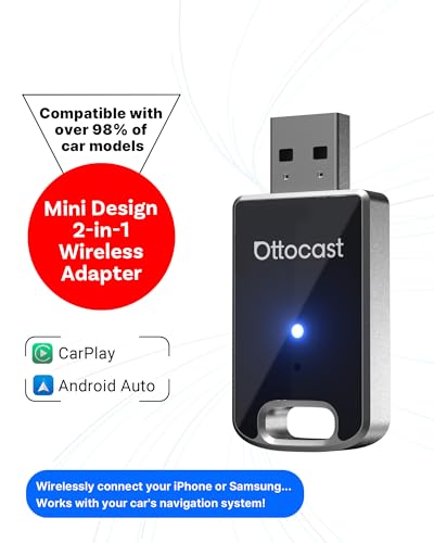Mini Edge 2 in 1 Wireless Carplay Adapter & Wireless Android Auto Adapter for Apple iPhone Samsung or other AndroidPhone