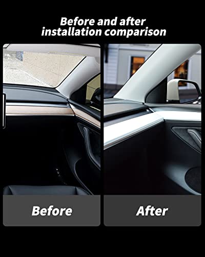 Dashboard Cover Wrap and Front Door Inner Armrest Panel Cover Trim Compatible with Tesla Model 3 2021