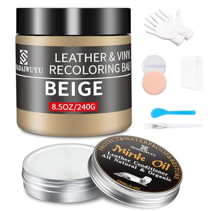 8.5oz Leather Recoloring Balm with 100ml Mink Oil
