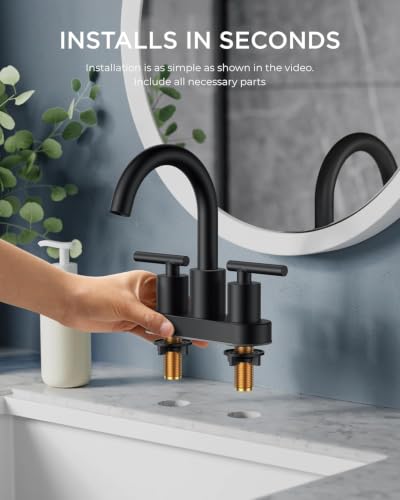 Bathroom Sink Faucet 3 Hole Brushed Gold 4 Inch Centerset 2 Pack (2 Count)