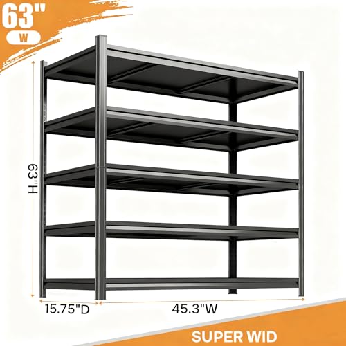 Garage Shelving 3000LBS Heavy Duty Shelving Units and Storage Shelves Adjustable 5 Tier Metal Shelving for Kitchen