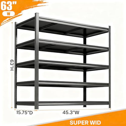 Garage Shelving 3000LBS Heavy Duty Shelving Units and Storage Shelves Adjustable 5 Tier Metal Shelving for Kitchen