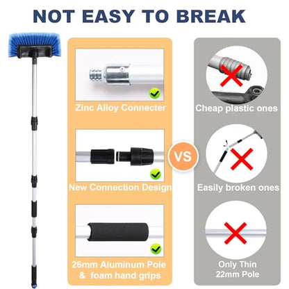 70" Car Wash Brush with Long Handle and 12" Soft Bristle Brush Head