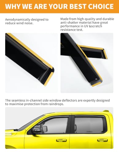 Window Visors Rain Guards for Dodge RAM 1500 CrewCab 2019
