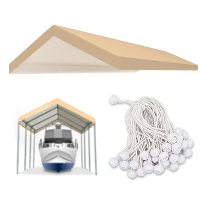 Carport Replacement Canopy Cover for Car Tent Top Garage Shelter Cover Tarp with Ball Bungees