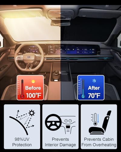 2026 Upgrade Foldable Front Windshield Sunshade fit for Ford Edge 2015