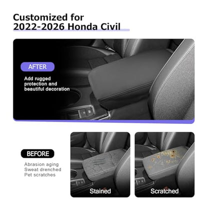 2025 2026 Civic Center Console Cover Compatible with 2022 2023 2024 2025 2026 Civic Accessories Armrest Cover Armrest Console Cover PU Leather Material