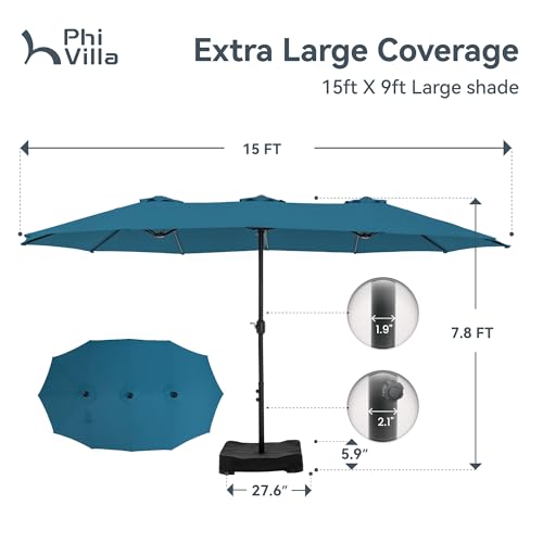 15ft Large Outdoor Patio Umbrella with Base Included