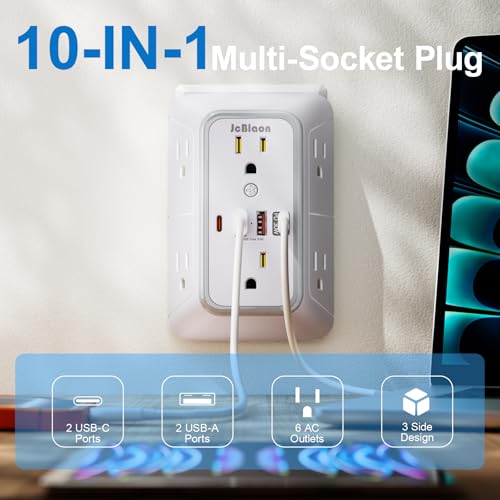 Surge Protector Outlet Extender 6 Outlet Extender with 4 USB Ports