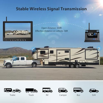 9 Inch Magnetic Solar Wireless Backup Camera System