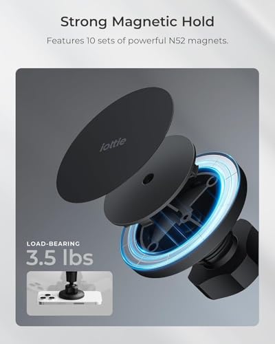 iTap 3 Magnetic Air Vent Car Mount Phone Holder with Magnetic Ring Adapter. Compatible with iPhone