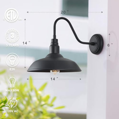 14in Outdoor Gooseneck Light Fixture for Porch