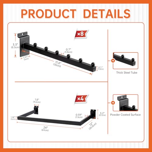 12 Pack Slatwall Accessories Kit with U (12 Count)